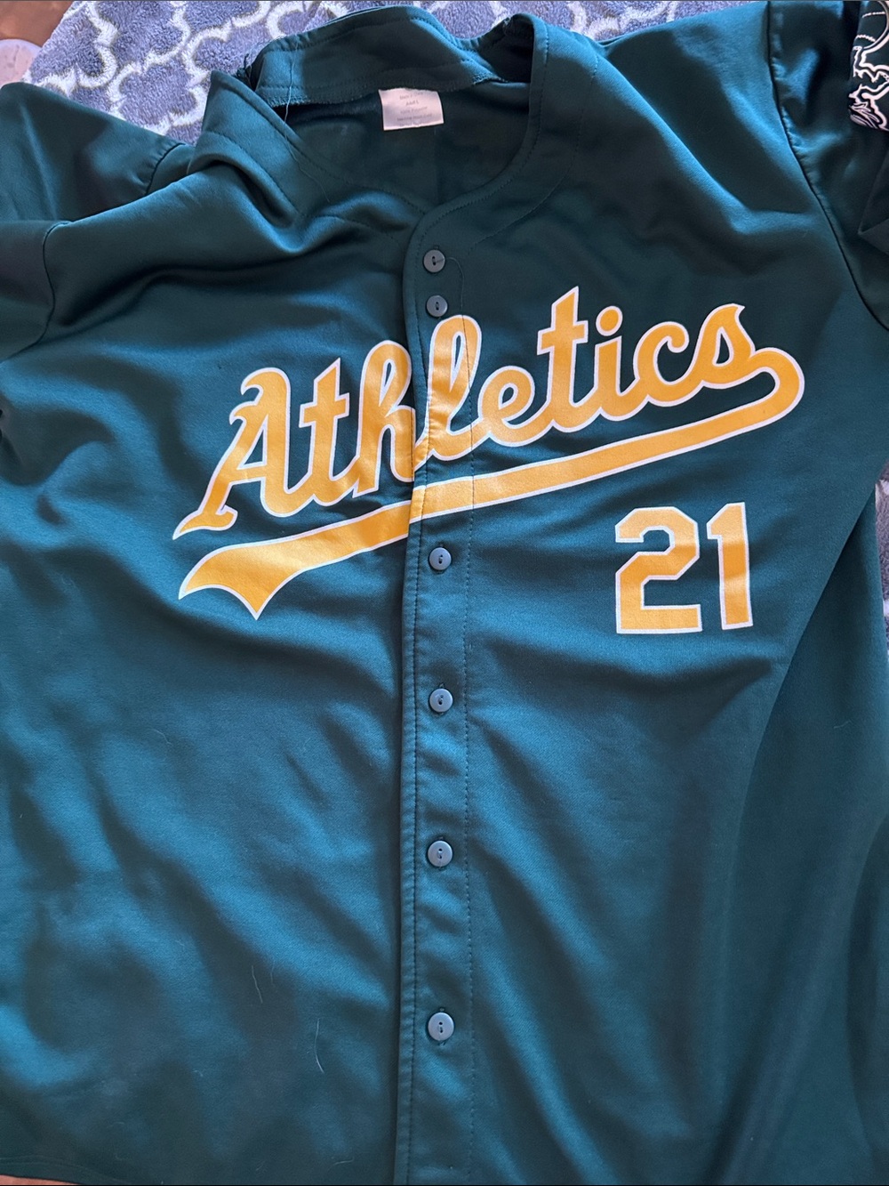 Men's Teal and Gold Baseball Jersey - Button Front